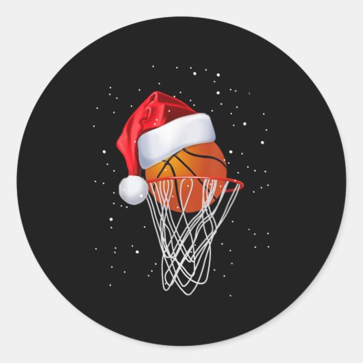 Christmas Basketball Shirt Basketball Santa Snow  Ronde Sticker (Voorkant)