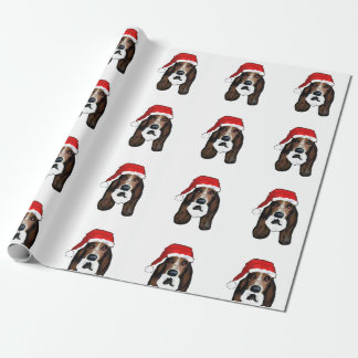 CHRISTMAS BASSET HOUND CADEAUPAPIER