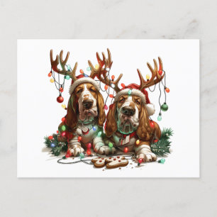 Christmas Basset Hound Dogs Briefkaart