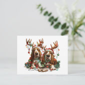Christmas Basset Hound Dogs Briefkaart (Staand voorkant)