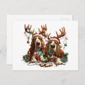 Christmas Basset Hound Dogs Briefkaart (Voorkant / Achterkant)