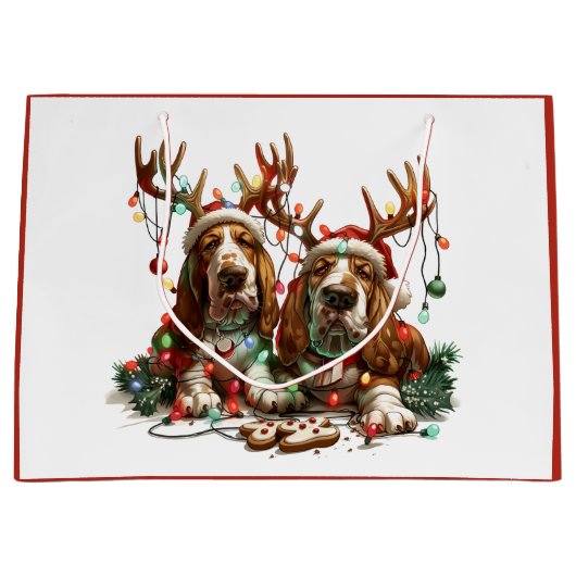 Christmas Basset Hound Dogs Groot Cadeauzakje (Voorkant)