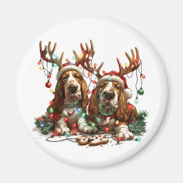 Christmas Basset Hound Dogs Magneet