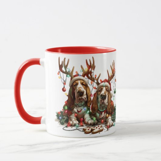 Christmas Basset Hound Dogs Mok (Links)