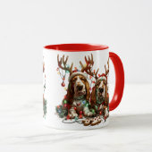 Christmas Basset Hound Dogs Mok (Voorkant rechts)