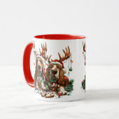 Christmas Basset Hound Dogs Mok (Voorkant links)