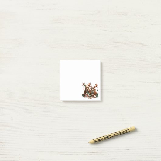 Christmas Basset Hound Dogs Post-it® Notes (Op bureau)