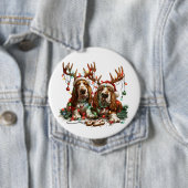 Christmas Basset Hound Dogs Ronde Button 4,0 Cm (In situ)