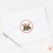 Christmas Basset Hound Dogs Ronde Sticker (Envelop)