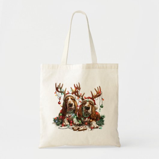Christmas Basset Hound Dogs Tote Bag (Voorkant)