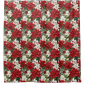 Christmas Bath Curtain Poinsettia Winter Accent Douchegordijn (Voorkant)