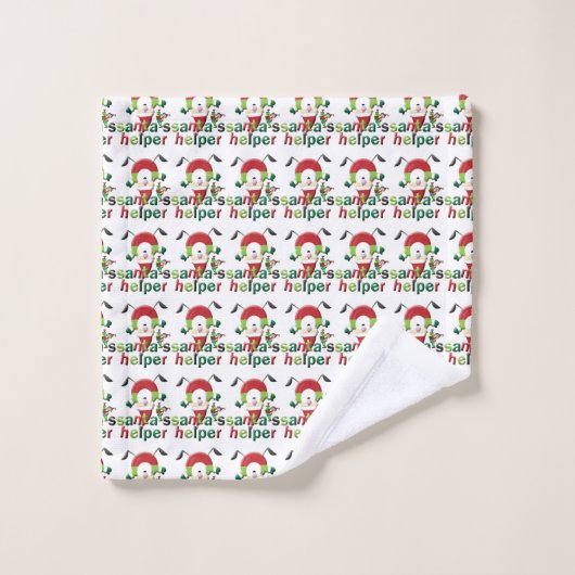 Christmas Bath Towel Sets, Santa's Helper Bad Handdoek (Wasdoekje)