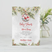 Christmas Bauble baby shower uitnodiging (Staand voorkant)