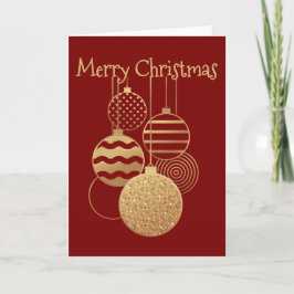 Christmas Bauble design with greeting red blank Kaart