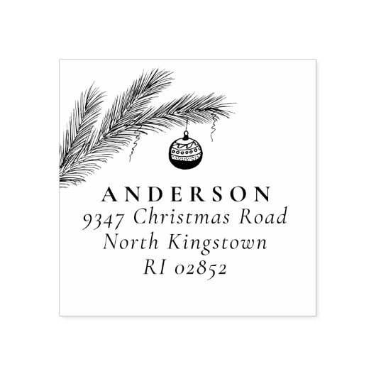 Christmas Bauble Elegant Script Retouradres Rubberstempel (Afrduk)