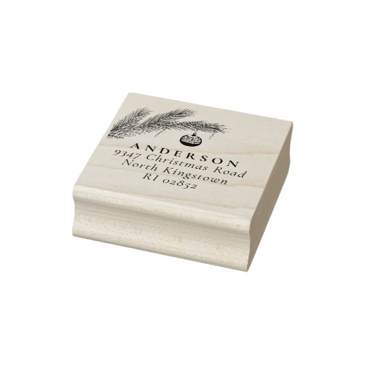 Christmas Bauble Elegant Script Retouradres Rubberstempel (Stempel)