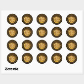 Christmas bauble gouden glitter adres ronde sticker (Vel)
