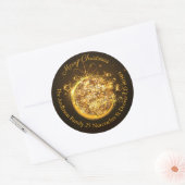 Christmas bauble gouden glitter adres ronde sticker (Envelop)