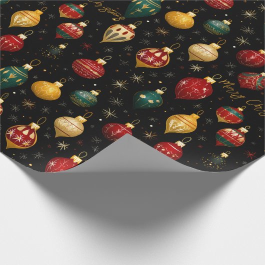 Christmas Bauble Ornament Bright Cadeaupapier (Hoek)