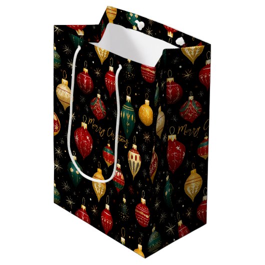 Christmas Bauble Ornament Bright Medium Cadeauzakje (Voorkant Gekanteld)