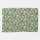 Christmas Bauble Ornamenten op Sage Green Theedoek (Horizontaal)