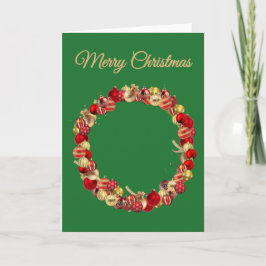 Christmas Bauble wreath with greeting green blank Kaart