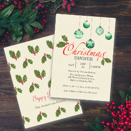 Christmas Baubles Customize Party Invitation Kaart
