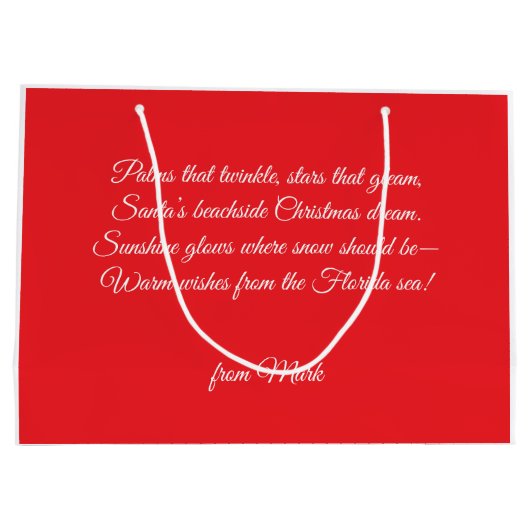 Christmas BBQ Santa at the Beach Florida  Groot Cadeauzakje (Achterkant)