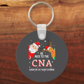 Christmas Be Nice To The Cna Santa Is Watching  Sleutelhanger (Voorkant)