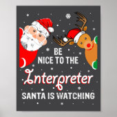 Christmas Be Nice To The Interpreter Santa Long Sl Poster (Voorkant)