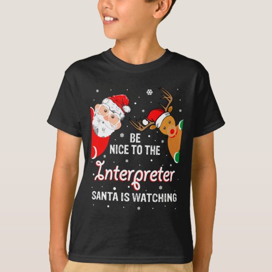 Christmas Be Nice To The Interpreter Santa Long Sl T-shirt (Voorkant)