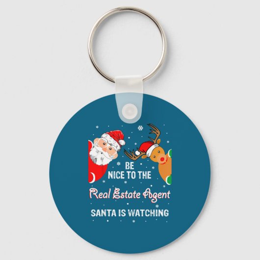 Christmas Be Nice To The Real Estate Agent Santa  Sleutelhanger (Voorkant)