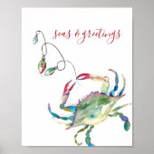 Christmas Beach House Waterverf Print (Voorkant)