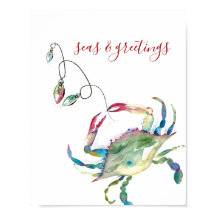 Christmas Beach House Waterverf Print