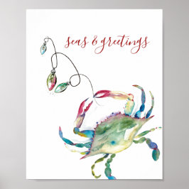 Christmas Beach House Waterverf Print