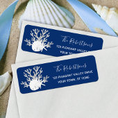 Christmas Beach Navy Sand Dollar Retouradres Etiket