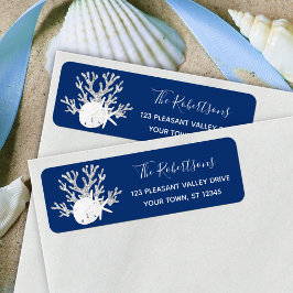 Christmas Beach Navy Sand Dollar Retouradres Etiket