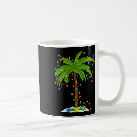 Christmas Beach Palm Tree With Xmas Lights Tropica Koffiemok (Rechts)