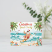 Christmas Beach Party – Tropical Santa Surfing  Uitnodiging Briefkaart (Staand voorkant)