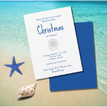 Christmas Beach Party Tropische Zanddollar Kaart<br><div class="desc">Christmas Beach Party uitnodiging,  met een tropische zanddollar en blauw typografisch ontwerp. Met aanpasbare letters kunt u uw eigen tekst toevoegen. Een feestelijke manier om uw vakantieviering op uw favoriete bestemming te plannen.</div>