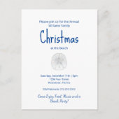 Christmas Beach Party Tropische Zanddollar Uitnodiging Briefkaart (Voorkant)