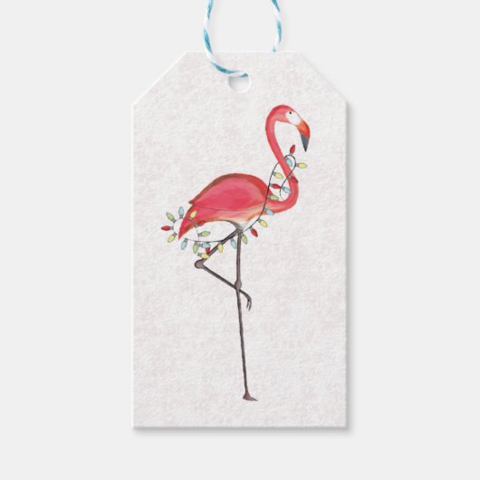 Christmas Beach Roze Flamingo Custom Cadeaulabel (Voorkant)