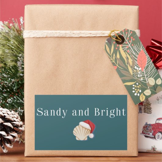 Christmas Beach Vacation Sandy and Bright Seashell Rechthoekige Sticker (Feestdagen)