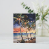 Christmas Beach Waterverf Briefkaart (Staand voorkant)