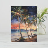 Christmas Beach Waterverf Feestdagenkaart (Staand voorkant)