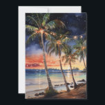 Christmas Beach Waterverf Feestdagenkaart<br><div class="desc">Kerststrand Mooie Kerstmis,  vrolijke zandzomervakantie,  cadeau palmillustratiepartij,  natuur happy tree,  vakantie tropisch,  waterverf schilderij kerststrand</div>