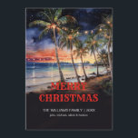 Christmas Beach Waterverf Kaart<br><div class="desc">Kerststrand Mooie Kerstmis,  vrolijke zandzomervakantie,  cadeau palmillustratiepartij,  natuur happy tree,  vakantie tropisch,  waterverf schilderij kerststrand</div>