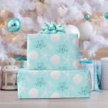 Christmas Beach Zand Dollar Starfish Aqua Blue Cadeaupapier<br><div class="desc">Dit prachtige strandthema kustkerstinpakpapier heeft een patroon van zeesterren,  zanddollars en aqua glitter koraal op een lichte aqua blauwe achtergrond. Bezoek het collectie voor veel bijpassende producten. Als u nog meer bijpassende producten of andere kleurwegen wilt,  neem dan contact met mij op via Zazzle Chat.</div>