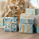 Christmas Beach Zee Turtle Glitter Sparkle Inpakpapier Vel<br><div class="desc">Deze kustkerstpapierset bestaat uit 3 verschillende vellen: een patroon van schattige turquoise blauwe zeeen schildpadden op een abstracte achtergrond met een faux gouden glittergolf en fonkelende steraccenten; het coördineren van gouden glitter, blauw en aqua strepen; en een patroon van Merry Christmas, Mele Kalikimaka en Zeeen & Greetings gouden faux glittertekst....</div>