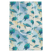 Christmas Beach Zee Turtle Glitter Sparkle Medium Cadeauzakje (Achterkant)